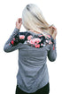 Sexy Floral Shoulder Patch Heathered Grey Top